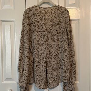 Haptics Beige Leopard-Print V-Neck Blouse